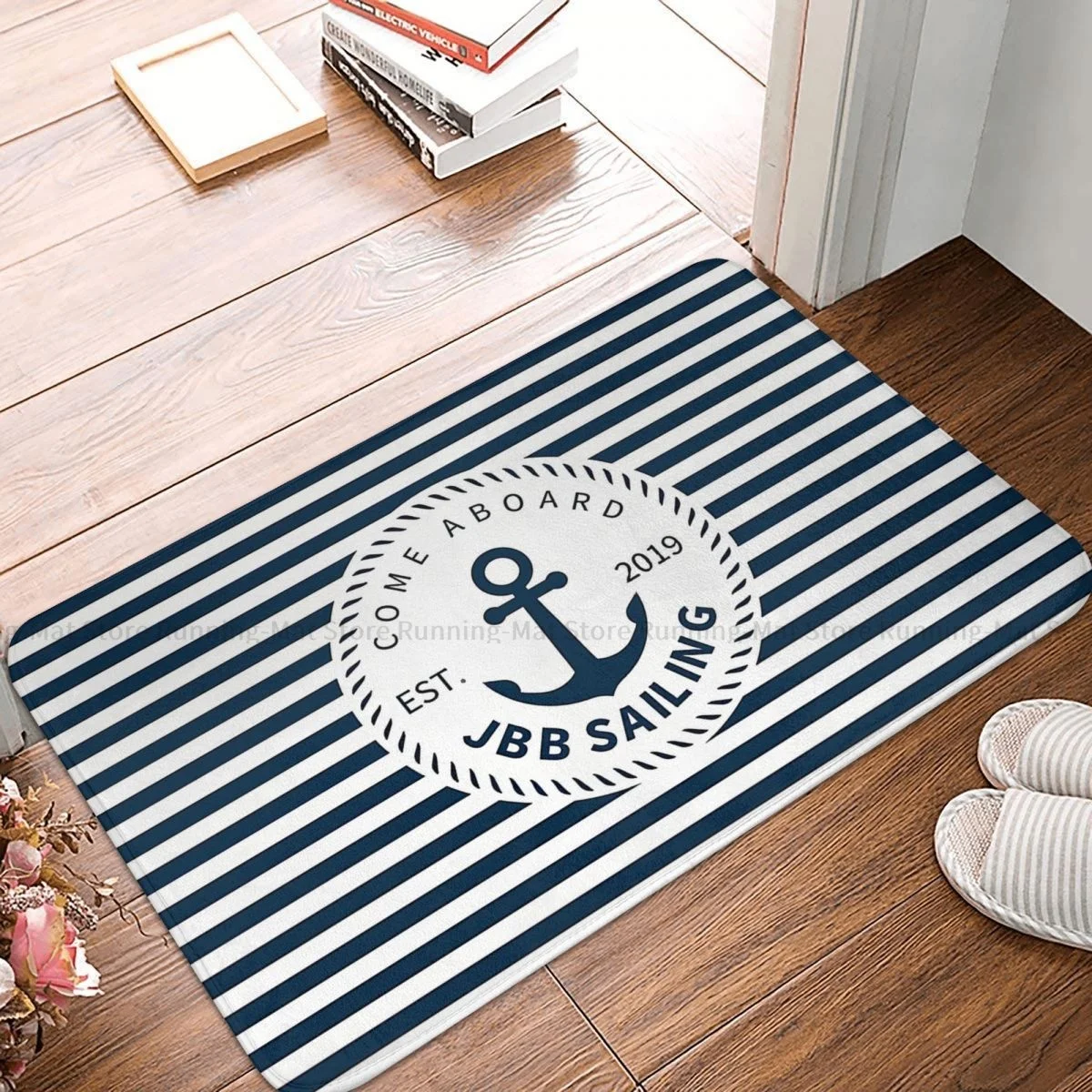 

Нескользящий ковер для ванной с якорем, полосы для Парусников JBB, коврик для спальни, коврик для входной двери, домашний декоративный ковер