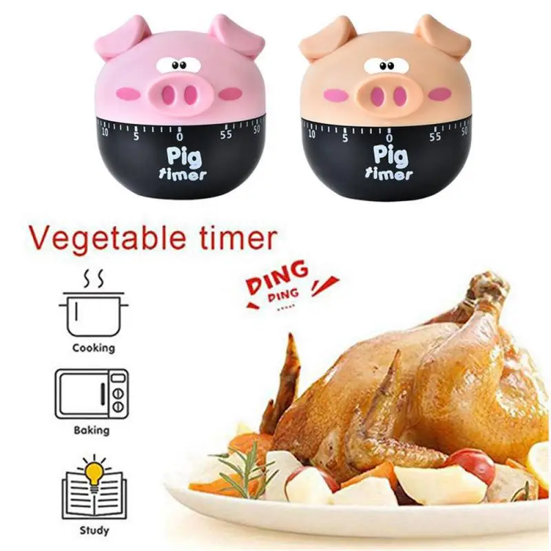

Cute Pig Kitchen Timer Kitchen Cooking Countdown 60 Minutes Mechanical Timer Alarm Cooking Time Reminder Helper Kitchen Tools