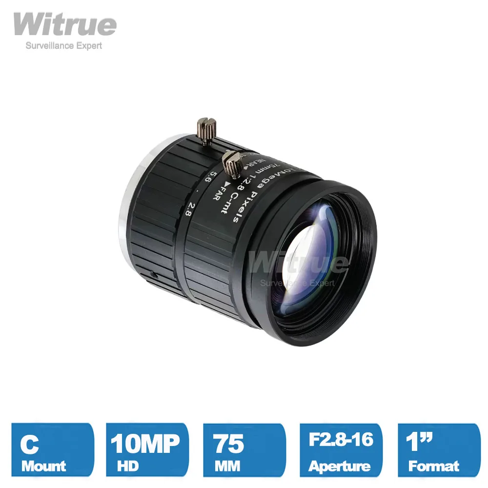 Фото Witrue HD 4K 10MP объектив с креплением C, 75 мм, большая дальность обзора, F2.8-16, 1