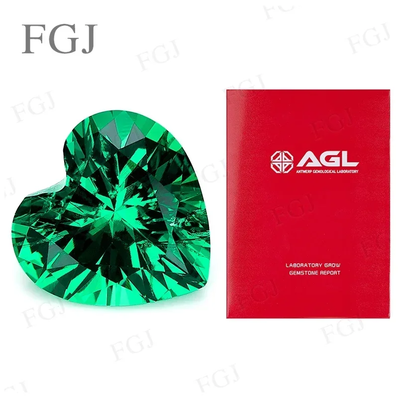 [форма сердца] выращенный в лаборатории изумрудно-зеленый драгоценный камень