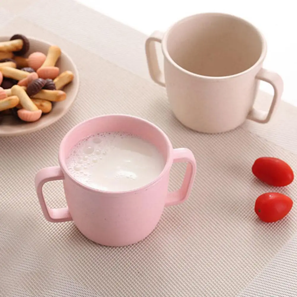 

Детская чашка для молока из бамбукового волокна с двойной ручкой, детские принадлежности, питьевые очки, милая детская Экологичная вода для...