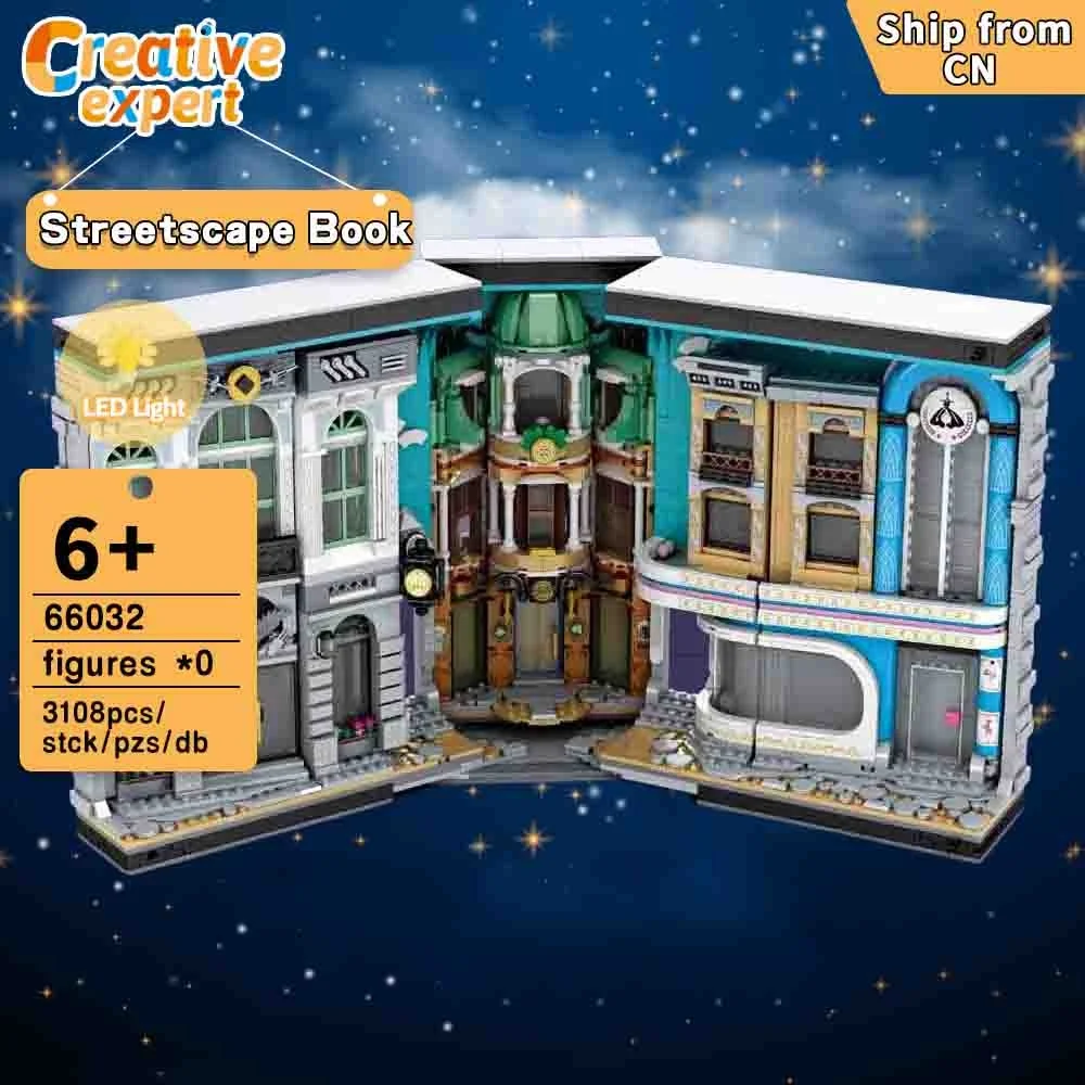 

66032 Creative Expert Moc Streetscape Book of Architecture Street View Magical Modular Brick Model Building Blocks Toys 3108pcs