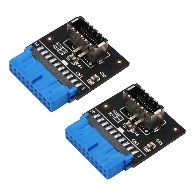 

2 Pcs USB Header Connector USB 3.1 Front Panel Socket Type-E To USB 3.0 Blue 20Pin Header Socket For Motherboard
