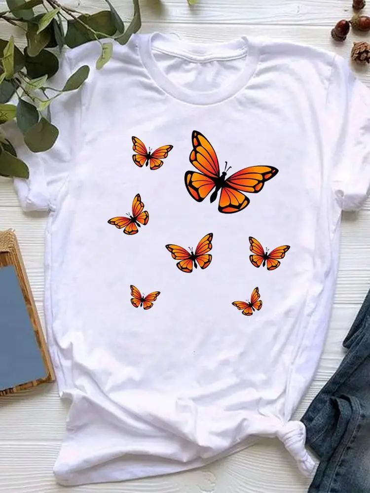 

Clothing butterfly lovely cute 90s Short Sleeve Summer Women Clothes Graphic T-shirt Fashion Kawaii Basic Tee Top Print T Shirt