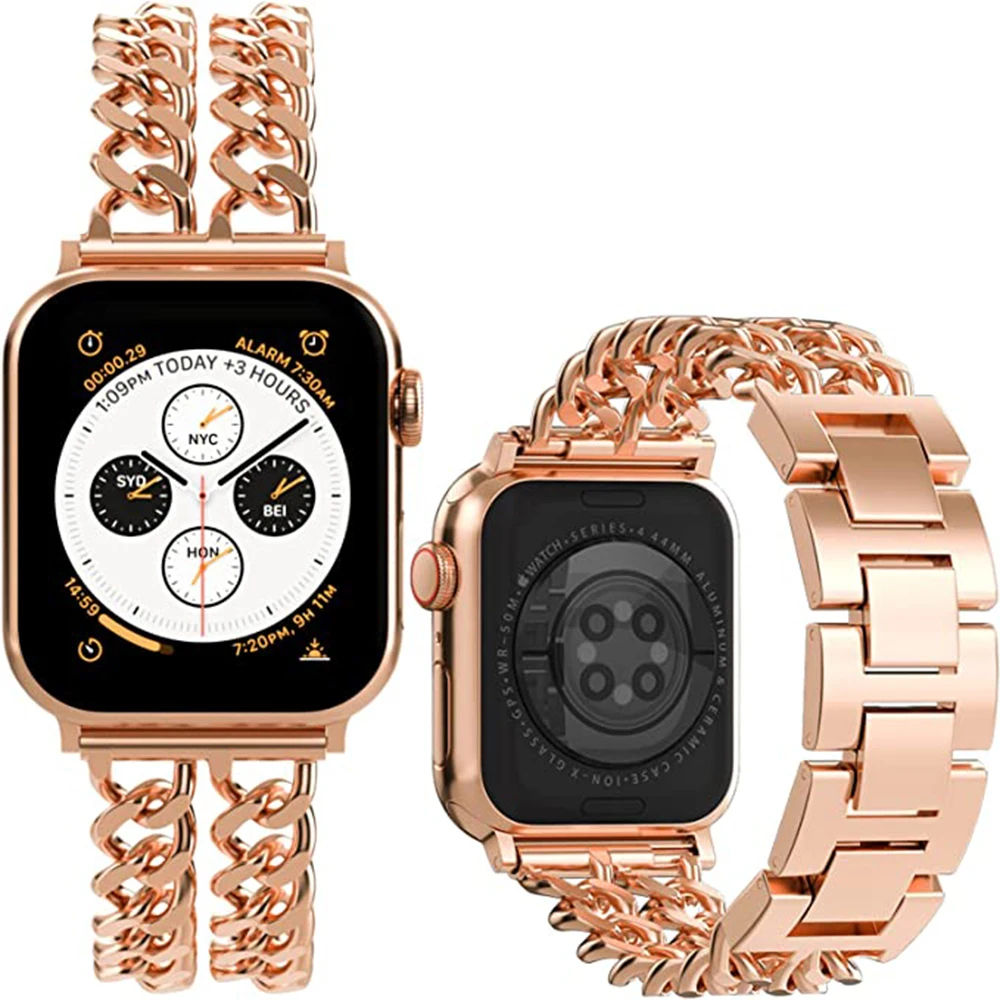 Xasiy Compatible Apple Watch SE 8 Series 7654321 45mm 44mm 42mm 41mm 40mm 38mm Ultra 49mm Female Metal-connected  Steel Strap