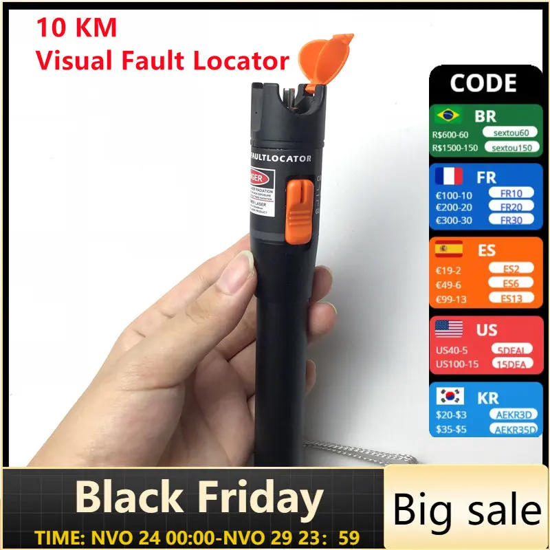 10 Mw  Visual Fault Locator 10 Km Fiber Optic Cable Tester Pen VFL Detection Light Mini Red Light Pen