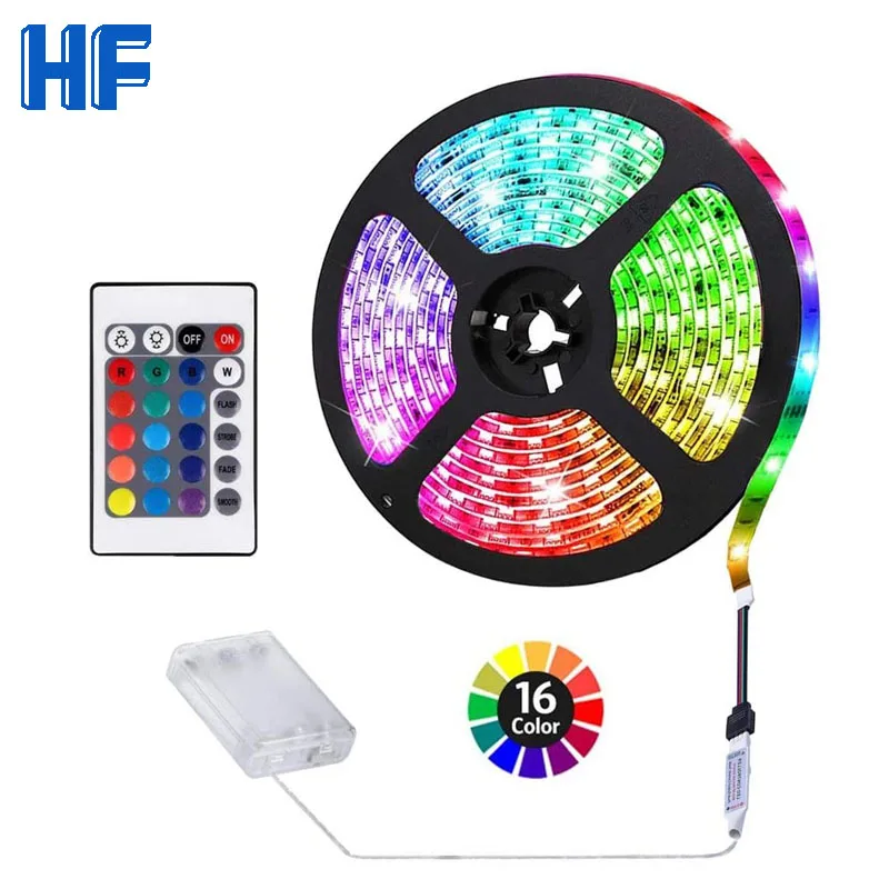 Светодиодная лента RGB с питанием от батарейки AA гибкая Гибкая цветная