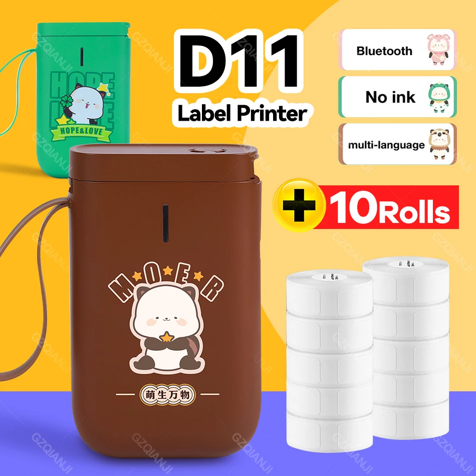 

2022 Star Moly Niimbot D11 Label Portable Smart Printer Maker Mini Cute Clear Inkless Sticker Rich Template Font Name Tag