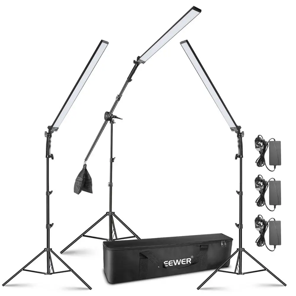 

Neewer LED Video Light Stick, 3-Pack Dimmable Handheld LED Video Lighting with Light Stands, Boom Arm for Studio Photo YouTube