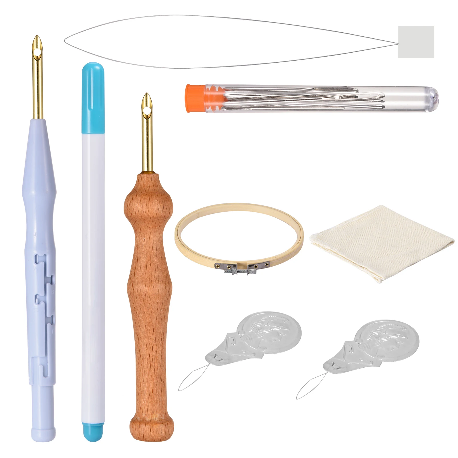 

Punch Needle Embroidery Kit With Needle Threader For DIY Beginners Easy Embroidery Needlework Poke Embroidery Cross Stitch Set