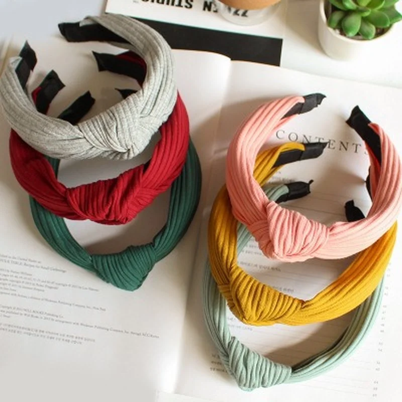 

Solid Color Striped cloth Hairbands For Women Fashion Hoops Hair Bands Korean Bezel Wide Headbands Girls Hair Accessorie