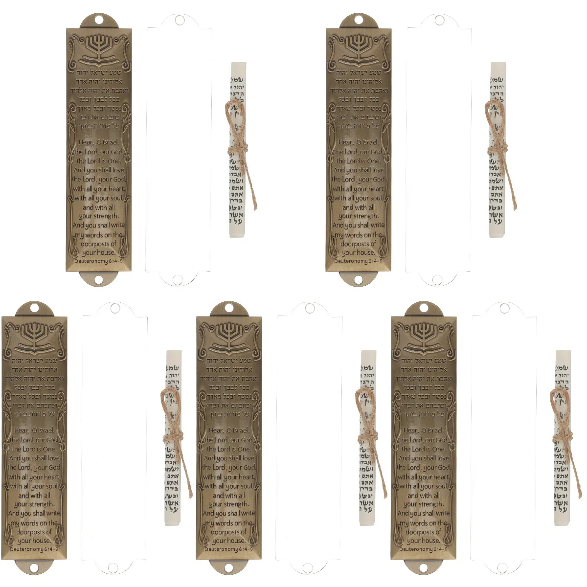 

5 Sets Mezuzah House Door Hebrew Alloy Mezuzah Plaque Blessing Mezuzah Ornament