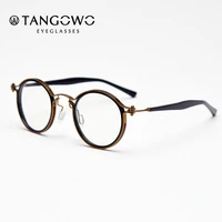 tangowo design round steampunk glasses frame men women titanium alloy eyeglasses myopia prescription computer eyewear