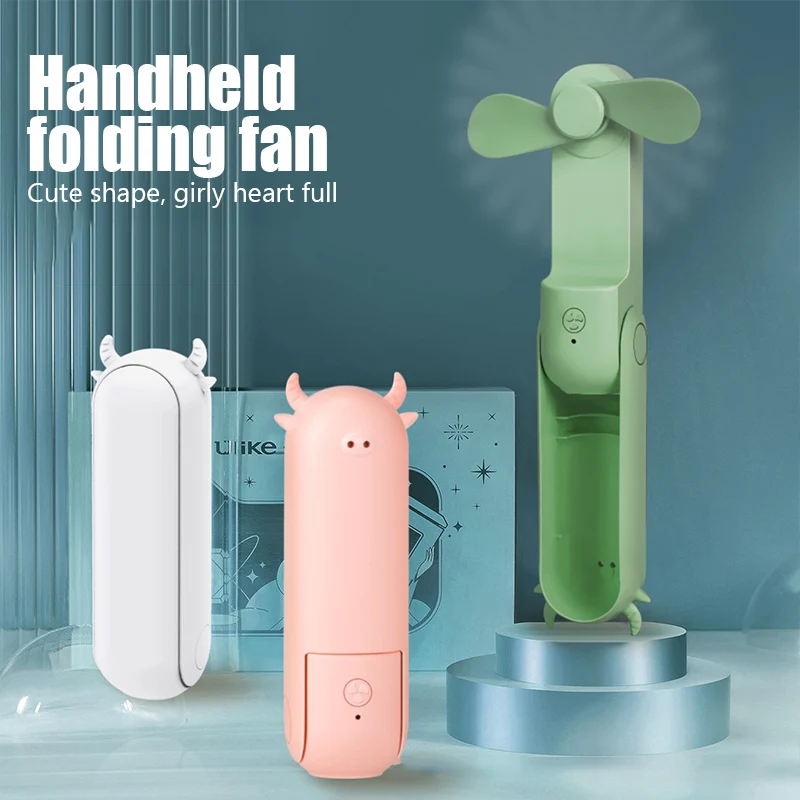 

USB Mini Fan Portable Handheld Electric Fan Rechargeable Quiet Pocket Cooling Hand Ventilador with Light Office Outdoor