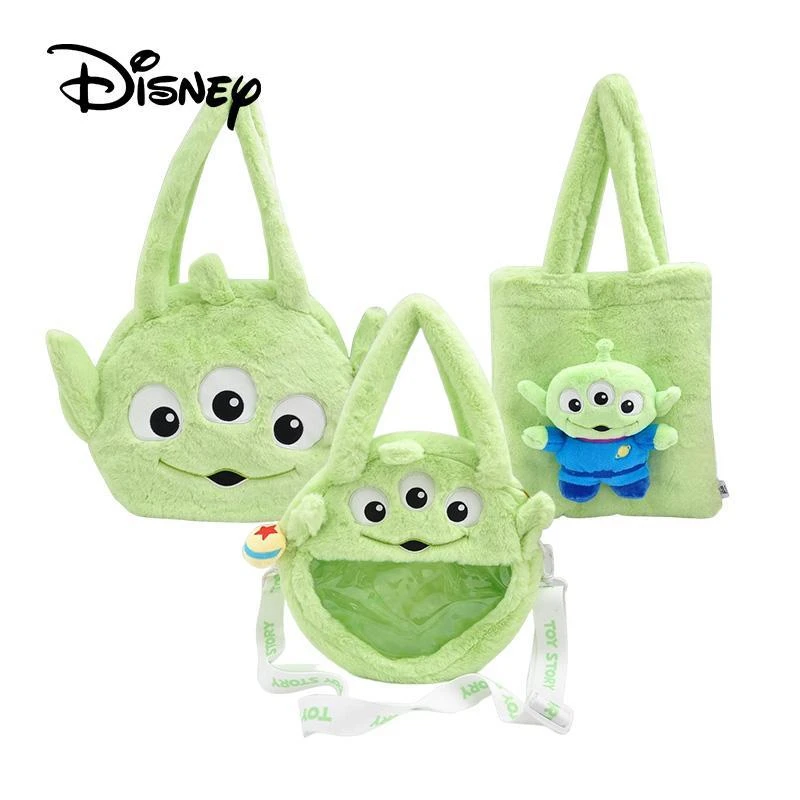 

New Disney Alien plush handbag Large capacity shoulder bag Cute plush cartoon doll shoulder bag Women's satchel Girl gift