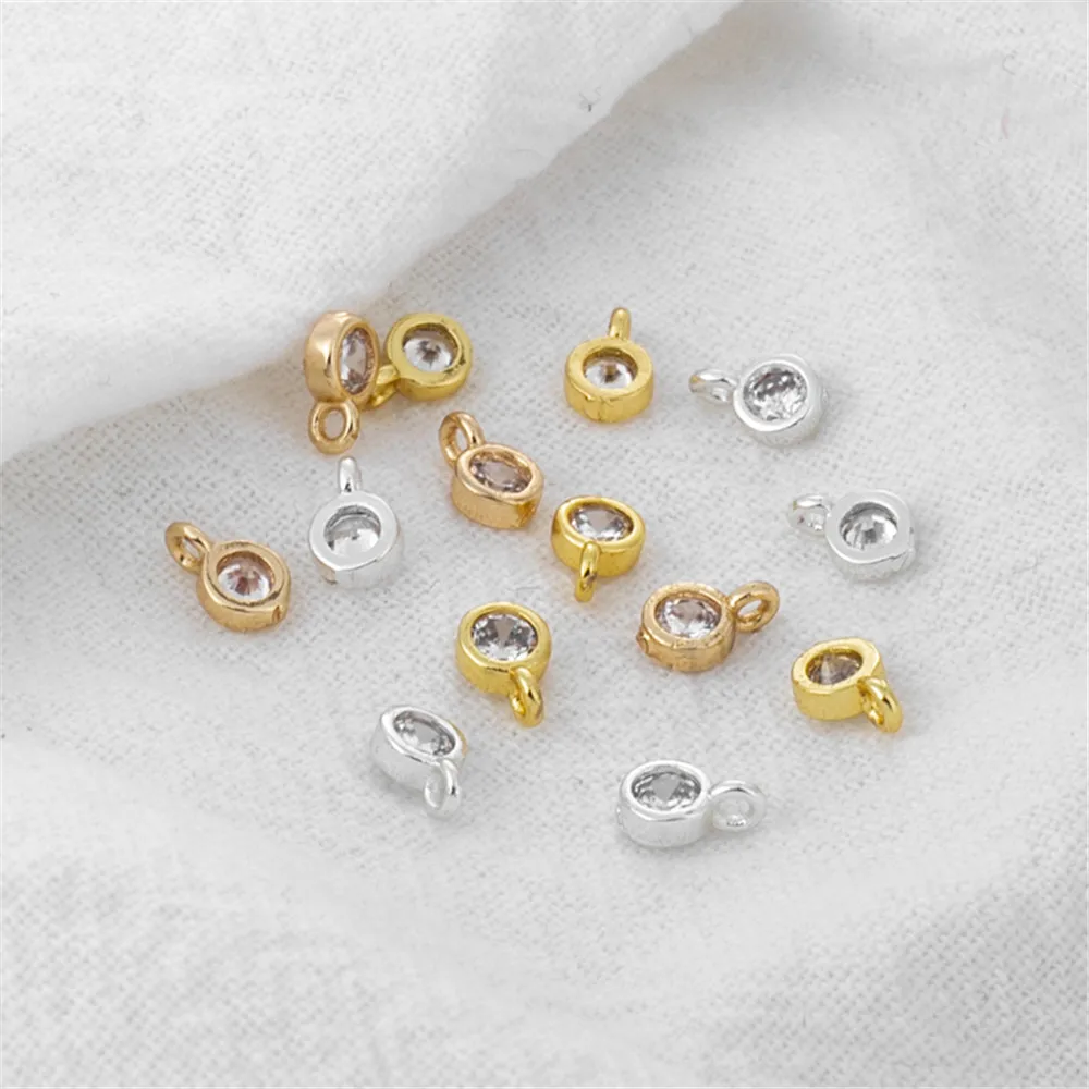 

14k gold wrapped accessories wrapped zircon small pendant 4mm handmade materials accessories bracelet necklace tail pendant