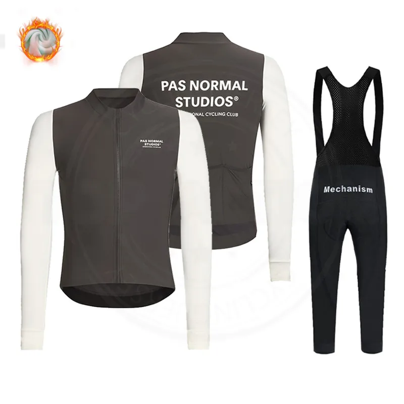 

Pas Normal Studios Winter Thermal Fleece Cycling Clothes Men's Jersey Suits PNS Bike Wear Clothing Bib Pants Set Ropa Ciclismo