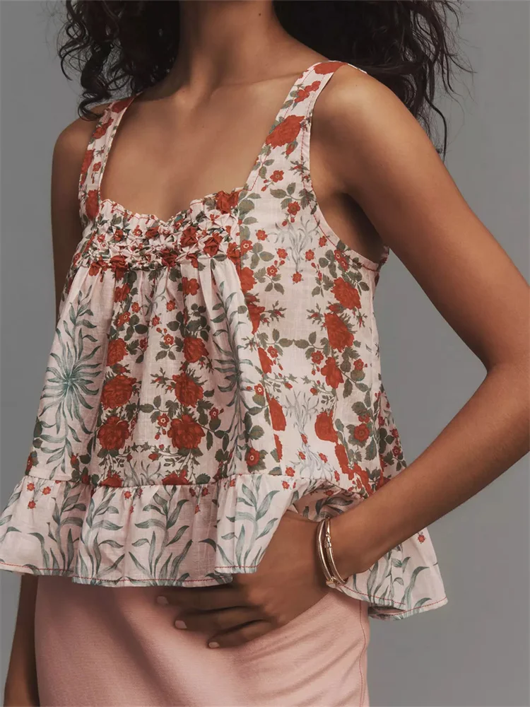 Винтажная Женская майка CHRONSTYLE без рукавов с квадратным вырезом и глубоким