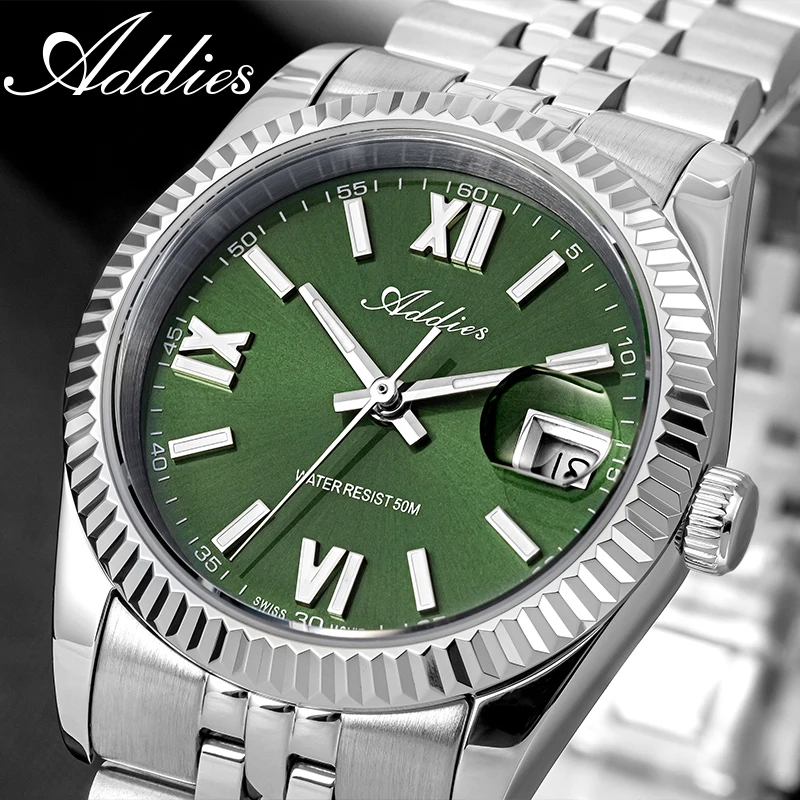Фото Новые роскошные часы для пар Addies AW25901, водонепроницаемые до 5 бар, для активного отдыха, с суперлюминесцентным сапфировым стеклом BGW9, дайверские наручные часы, подарок №2