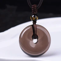 hot selling natural hand carved jade ice kind obsidian pingan button round necklace pendant fashion men women luck gifts amulet