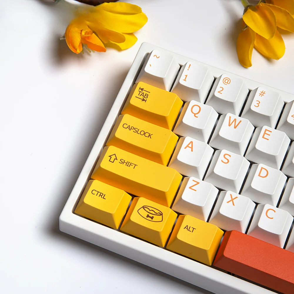 Японская механическая клавиатура Kawaill с 134 клавишами PBT для игр Double Shot GMK желтая