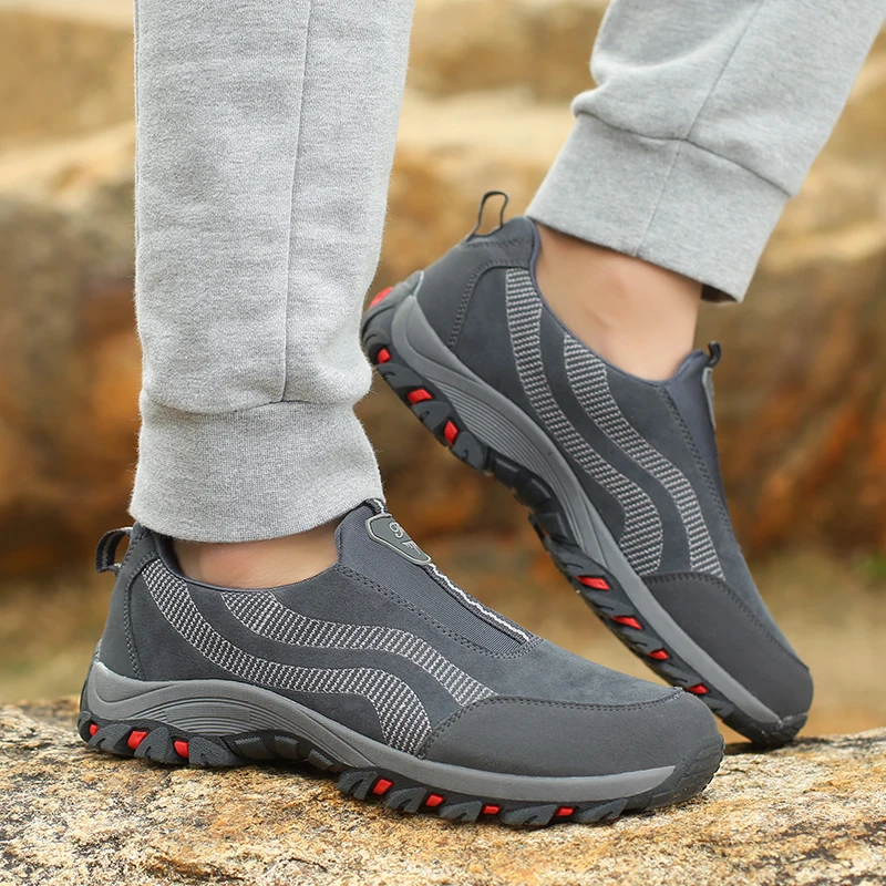 SALUDAS Men Slip on Loafers Walking Shoes Mesh Breathable Comfortable Casual Tennis Sneakers Non-slip Outdoor Climbing Shoes