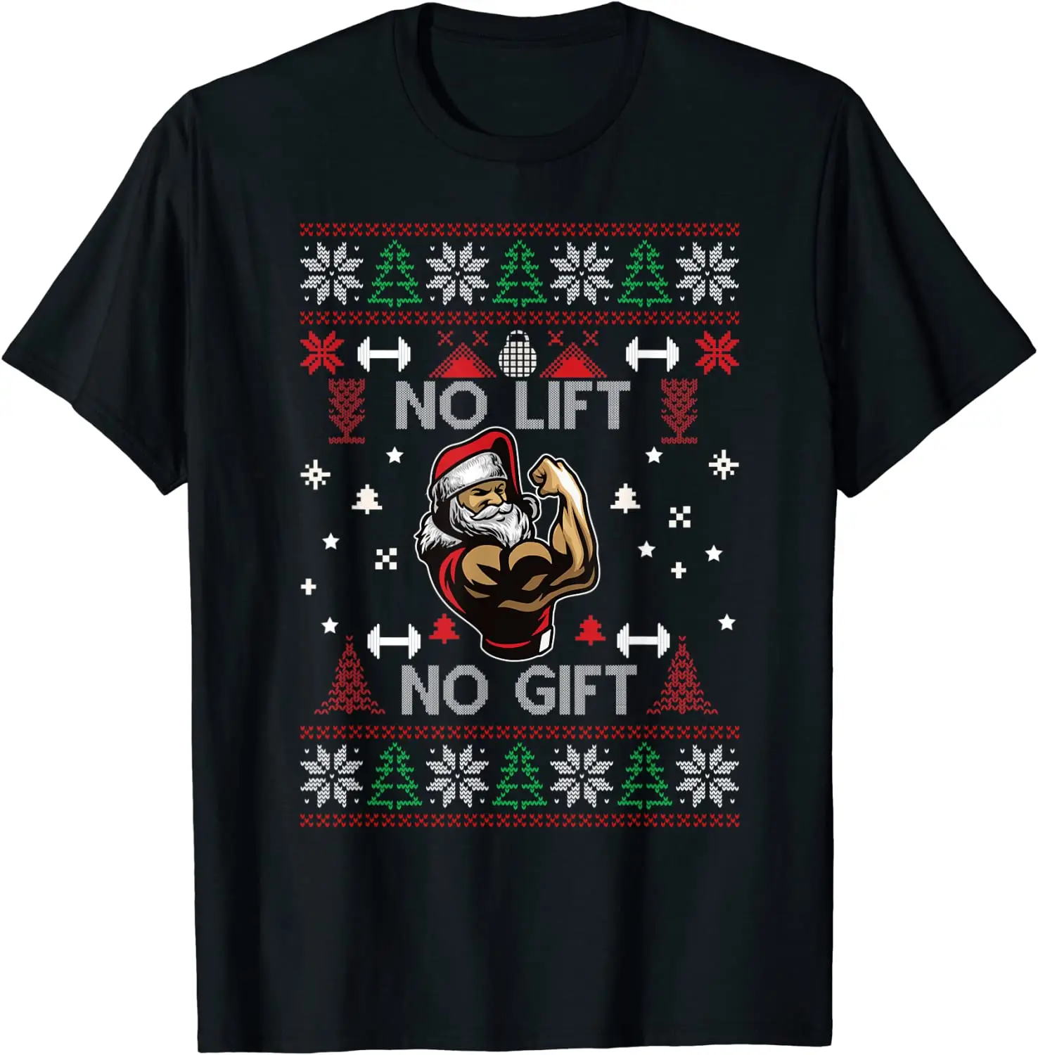 Мужская футболка для тренировок в тренажерном зале Santa Ugly Christmas No Lift Gift