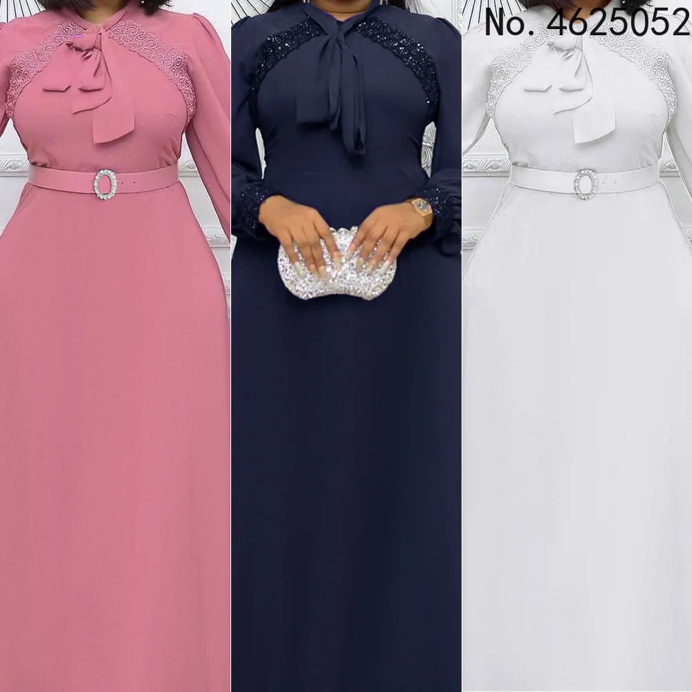 

Autumn Long Sleeve Women's Dress 2022 New Fashion African Print Chiffon Maxi Dress Elegant Muslim Abaya Kaftan Party Vestidos