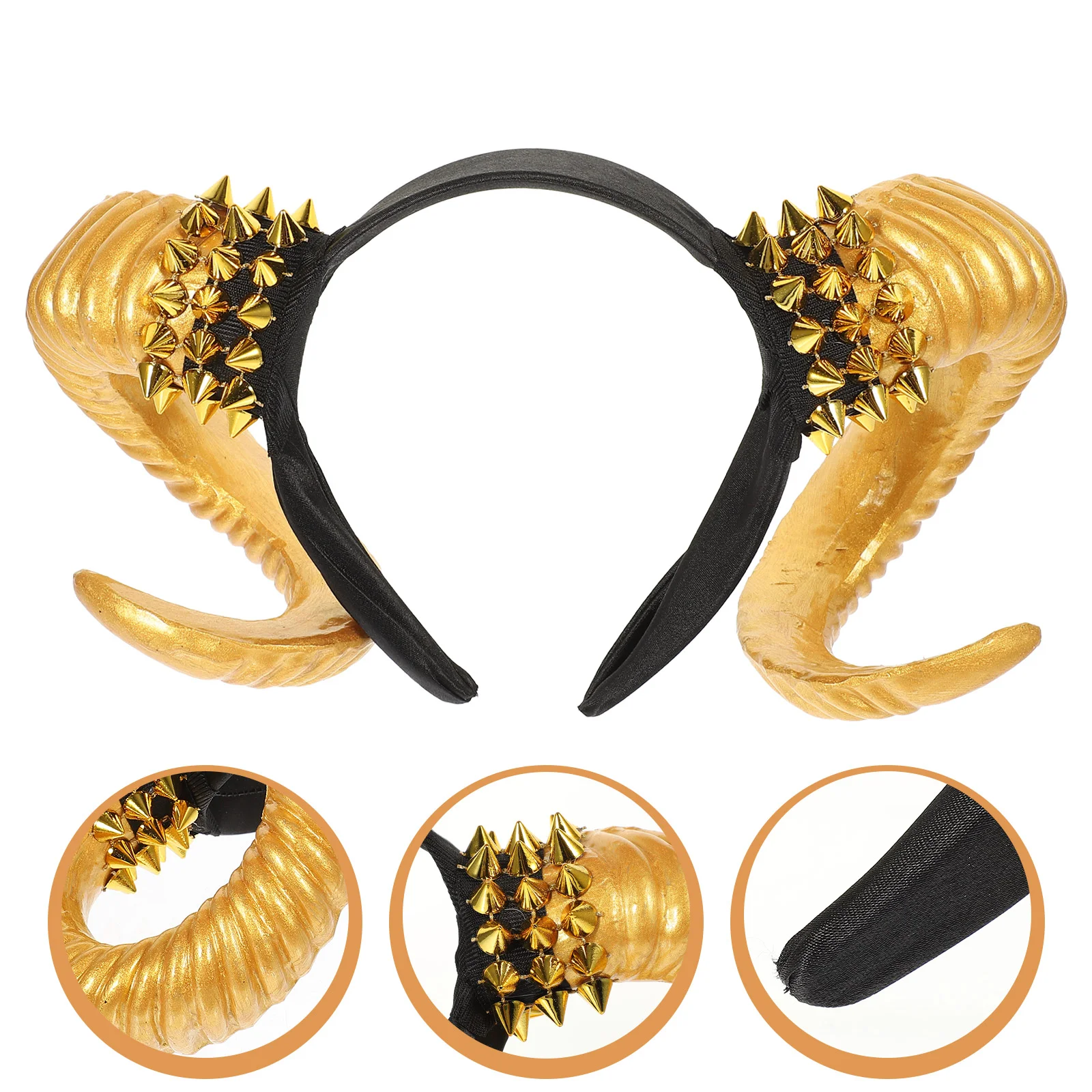 

Rivet Croissant Headband Halloween Decor Headdress Unique Hair Funny Hairband Cosplay Party Plastic Animal Horn Miss Prop