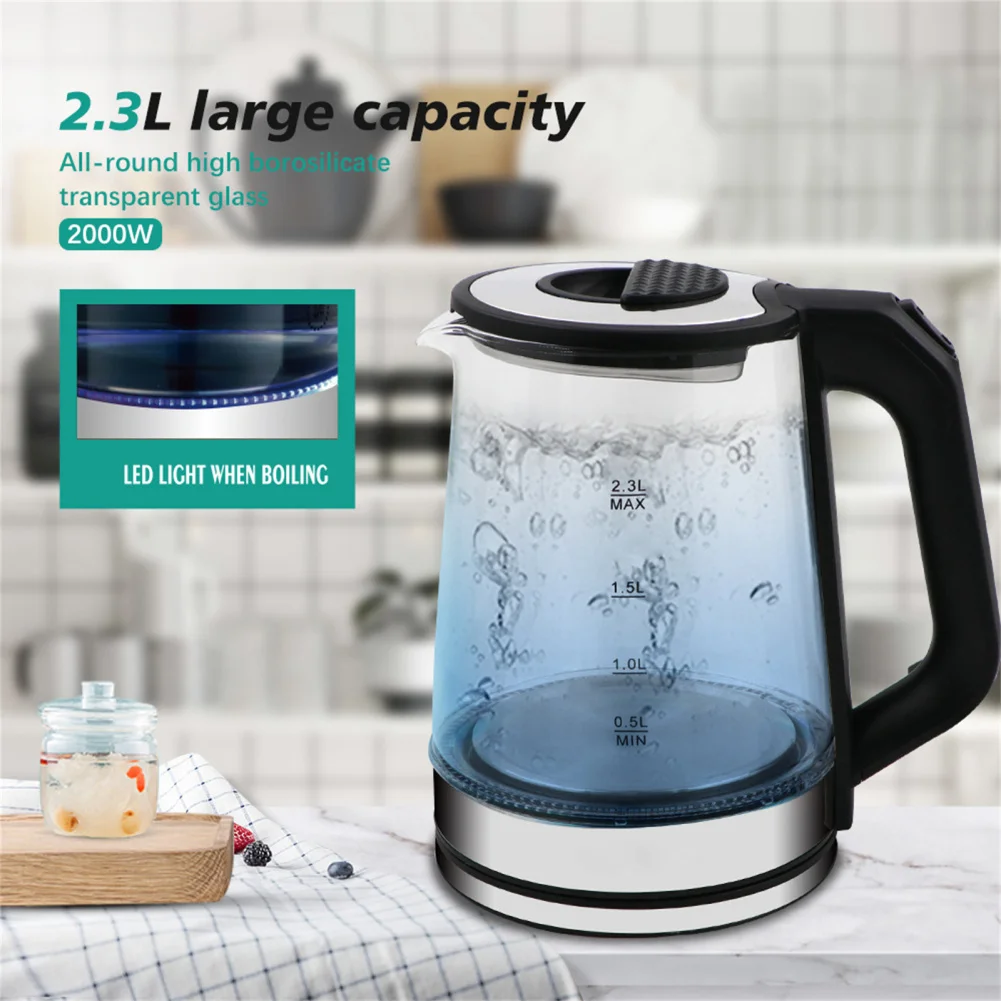 

Стеклянный Электрический чайник 2000 Вт, л, большая емкость, Быстрое нагревание воды