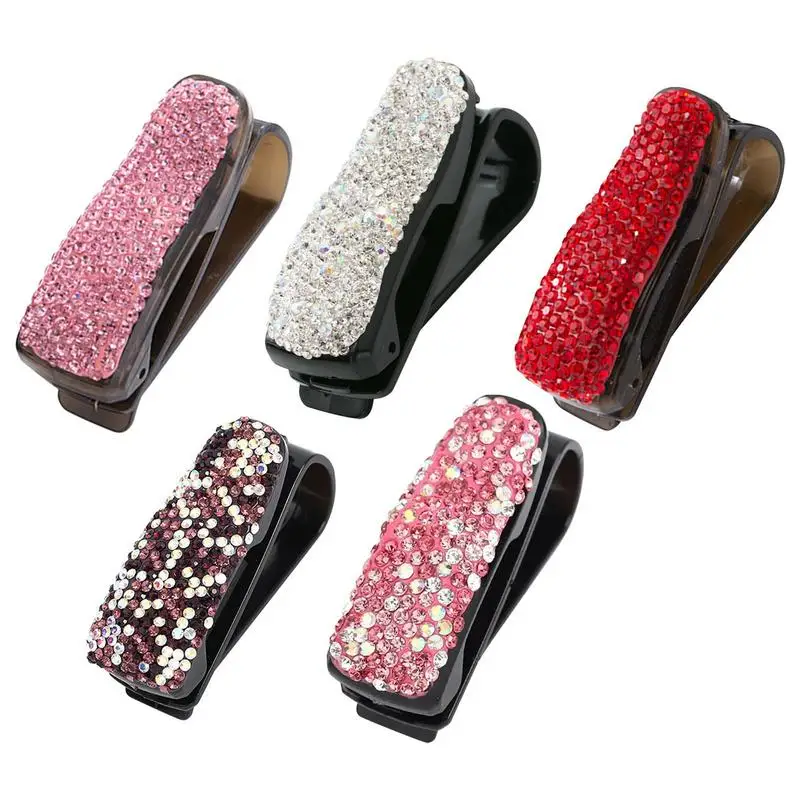 

Алмазные держатели для очков, автомобильный солнцезащитный козырек, крепление для солнцезащитных очков с зажимом для билета и карт, аксессуары для салона автомобиля, держатель для очков