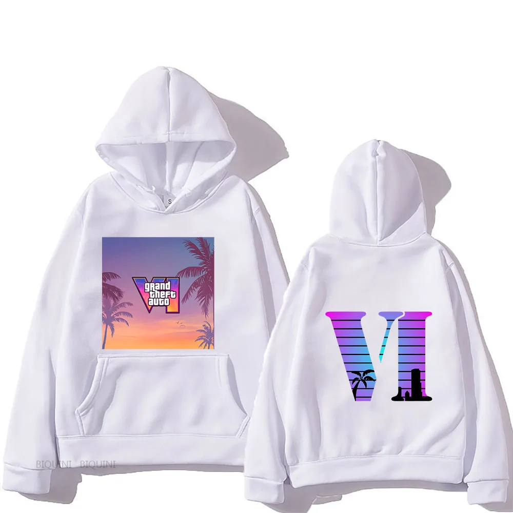 Grand Theft Auto VI Rockstar Games Graphic Hoodies Cartoon Print Casual Sweatshirt Funko Pop Fashion Clothing Moletom Pullovers