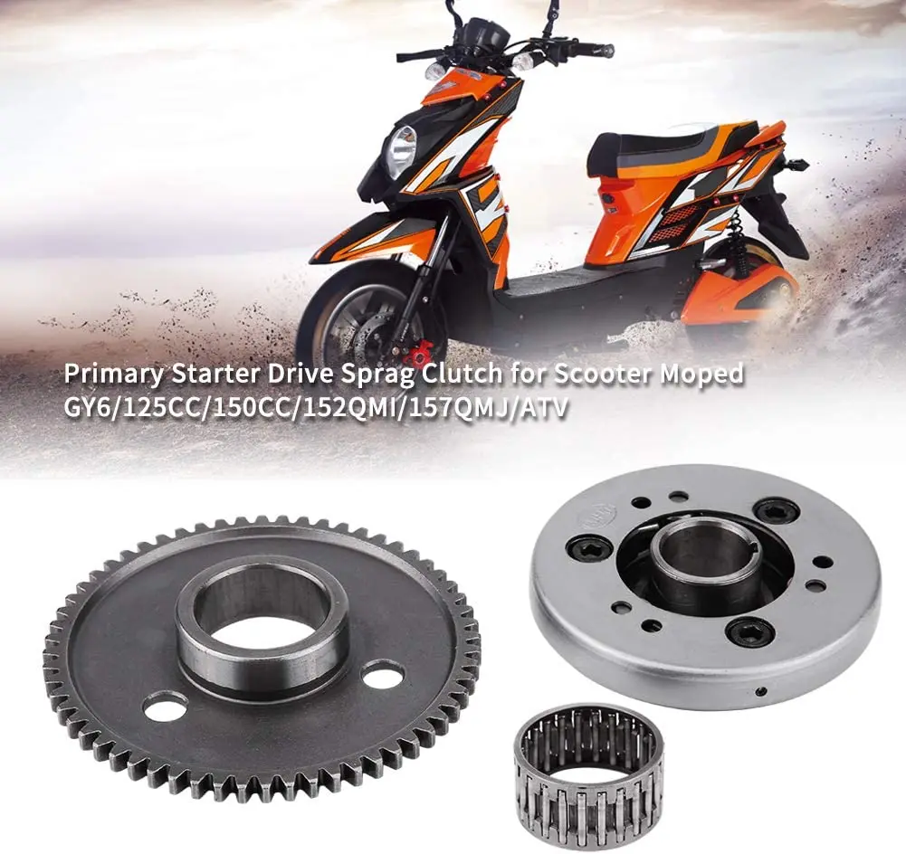 

Drive Starter Clutch Primary Starter 60 Tooth Drive Sprag Clutch Metal for GY6 125CC 150CC 152QMI 157QMJ Scooter Moped ATV