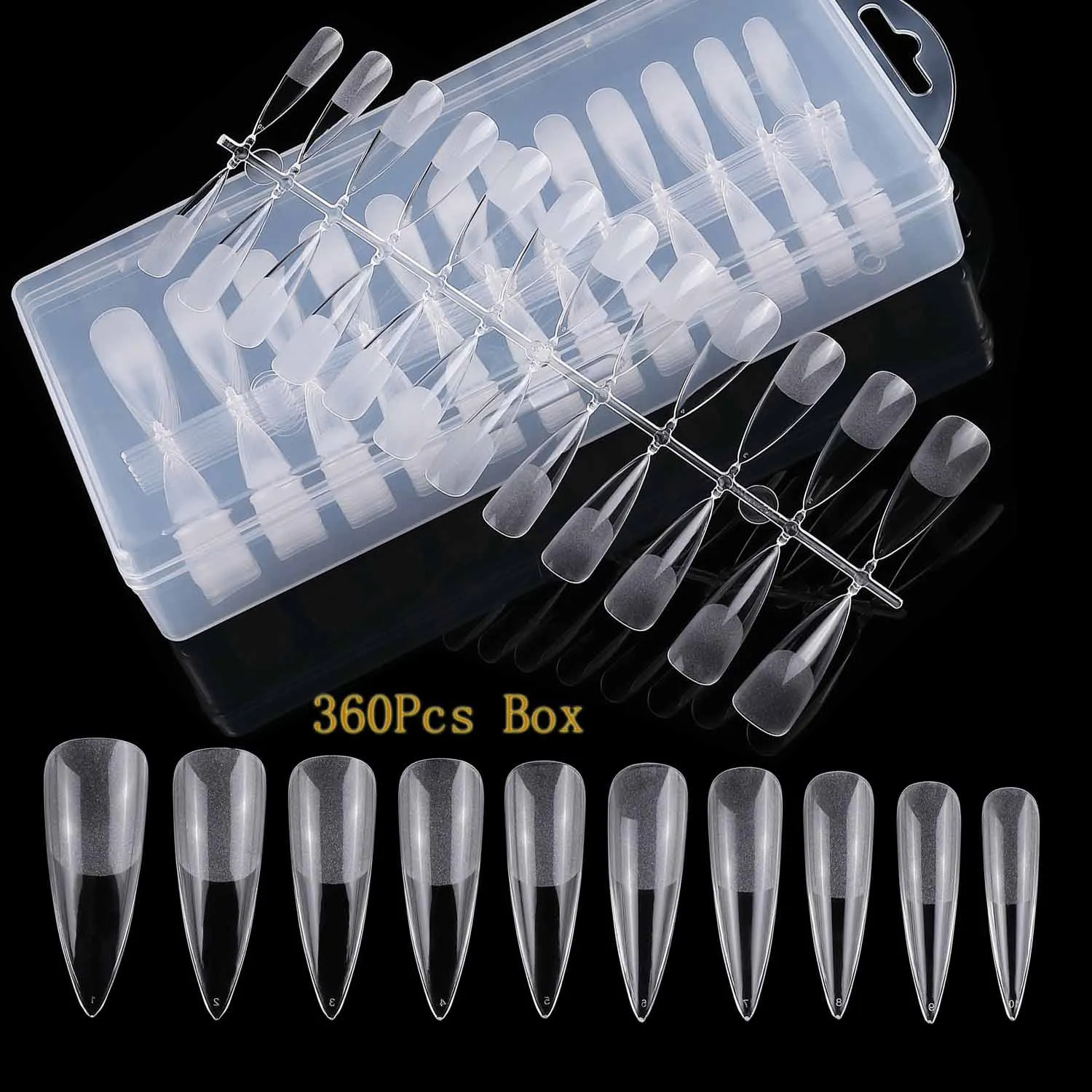 Caja de piezas semiesmerilada para uñas postizas, sistema de extensión de puntas de uñas, Gel suave de cobertura completa, 360