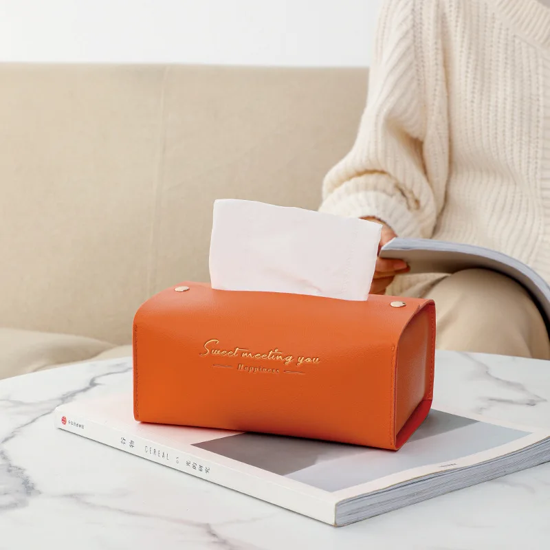 

Desktop Leather Tissue Box Home Living Room Dining Tissue Box High-grade Luxury Paper Drawer Storage Box Car Tissue Decoration