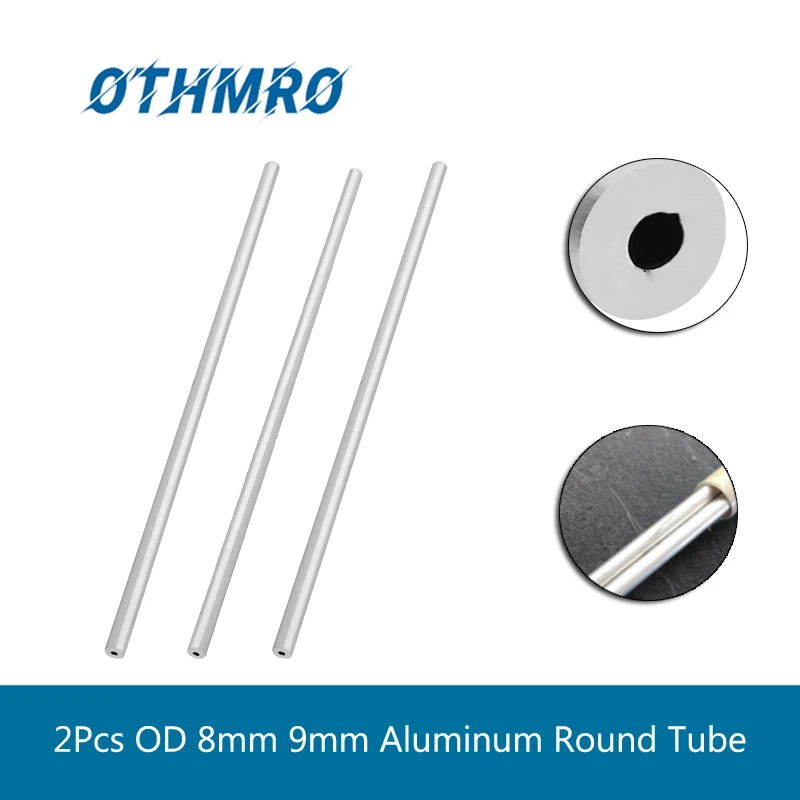 2Pcs 6063 OD 8mm 9mm Aluminum Round Tube Seamless Straight Tubing Length 300mm for DIY Air Intake