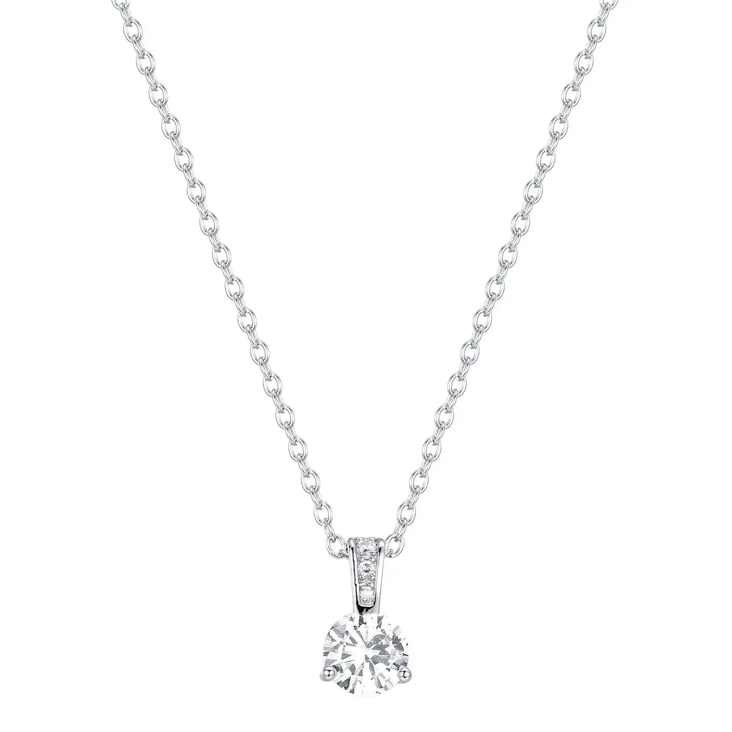 

925S Silver Simple Geometric Water Drops Encrusted with Diamonds Pendant Clavicle Cold Wind Simple Women's Necklace