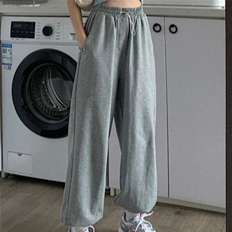 

Woman Pants Streetwear Korean Style Loose Joggers Women Sweatpants Grey High Waist Comfort Simple Basic Casual Fashion Trousers