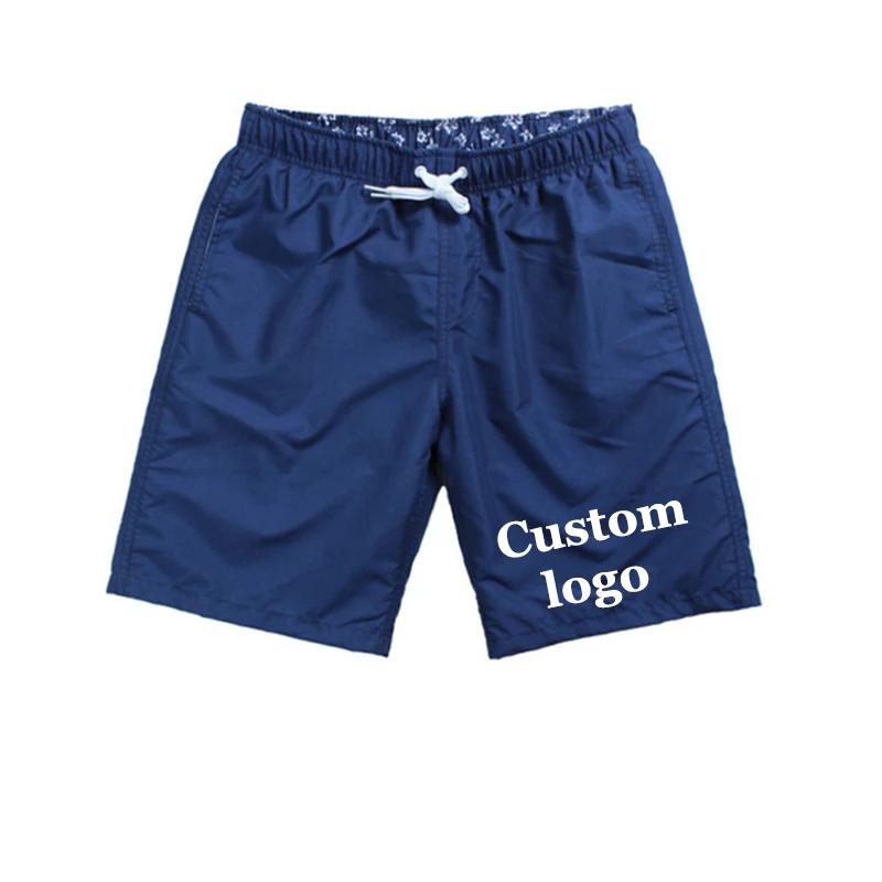 Custom Your Logo Summer Men's Swimming Shorts Quick-Drying Beach Pocket Five-Point Long Shorts Running Beach Swim Shorts