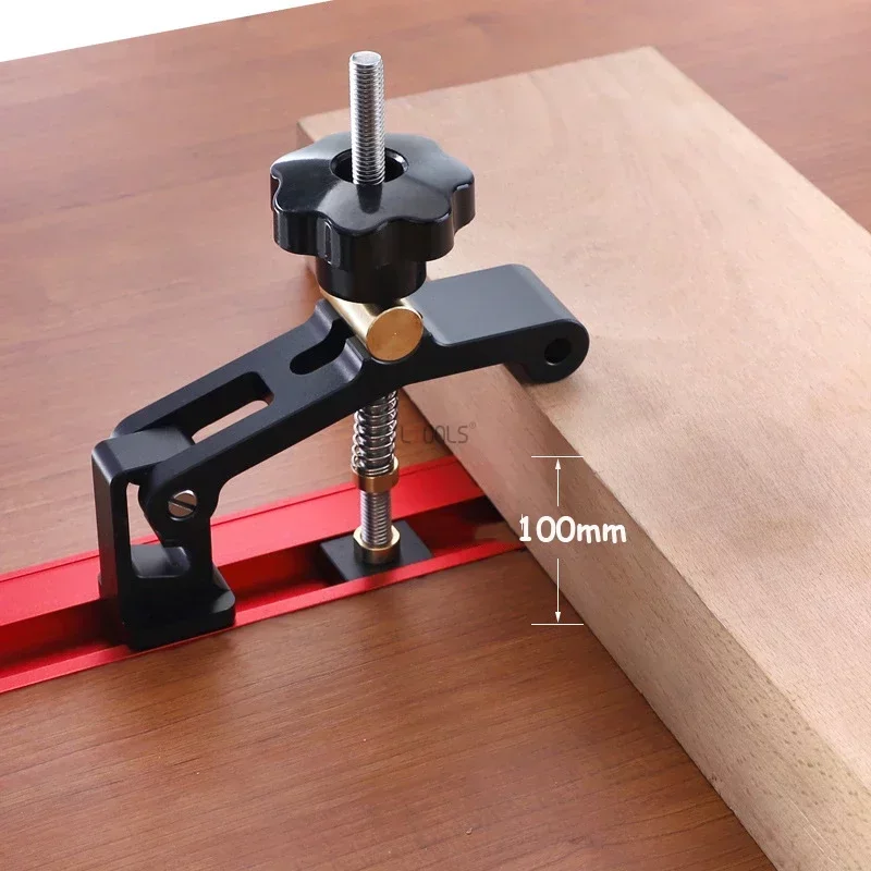 

Miter Track Chute Press Clamp Quick Positioning Fixture Suitable for 30/45 Type Workbench Saw Table Pressing Feeder Pushing Tool