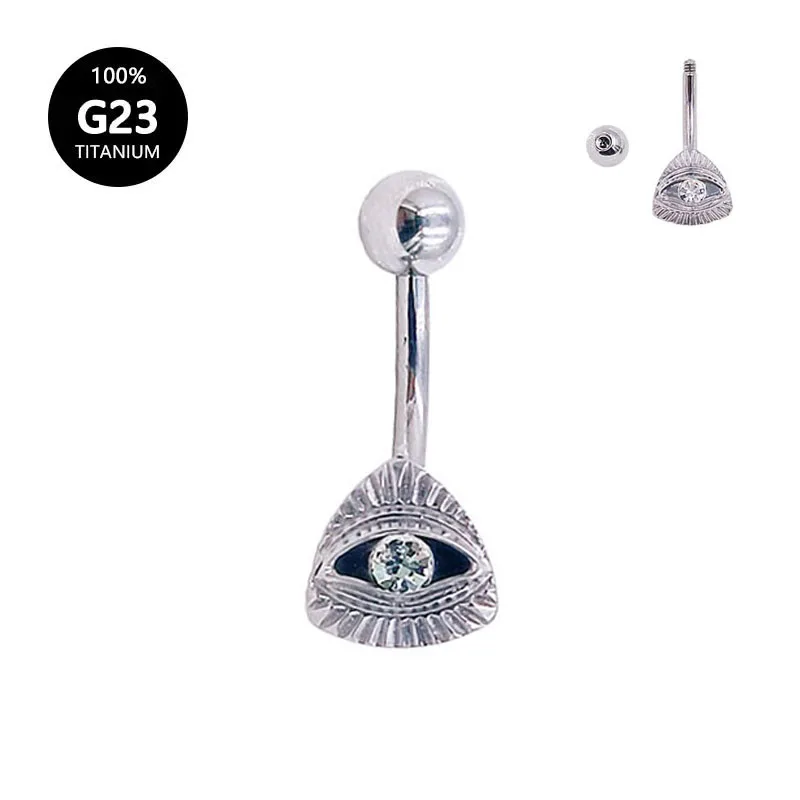 

ASTM F136 G23 Titanium Eye Shape Navel Piercing 14G Crystal Gem Belly Button Rings Internal Thread Helix Body Jewelry