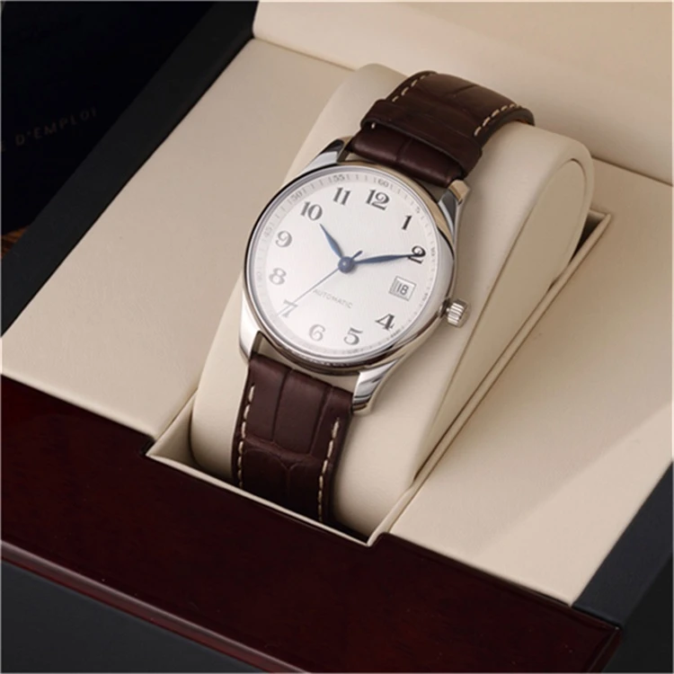 

Классические часы, мужские и женские Автоматические механические часы, коричневые кожаные часы