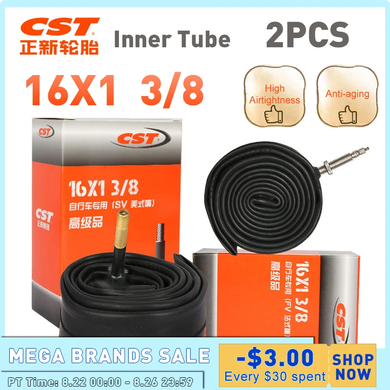 2pcs CST Bike Inner Tube 16 x 1-3/8 349 For Brompton High Airtightness BMX Folding Bicycle Tubes Schrader(AV) / Presta(FV) Valve
