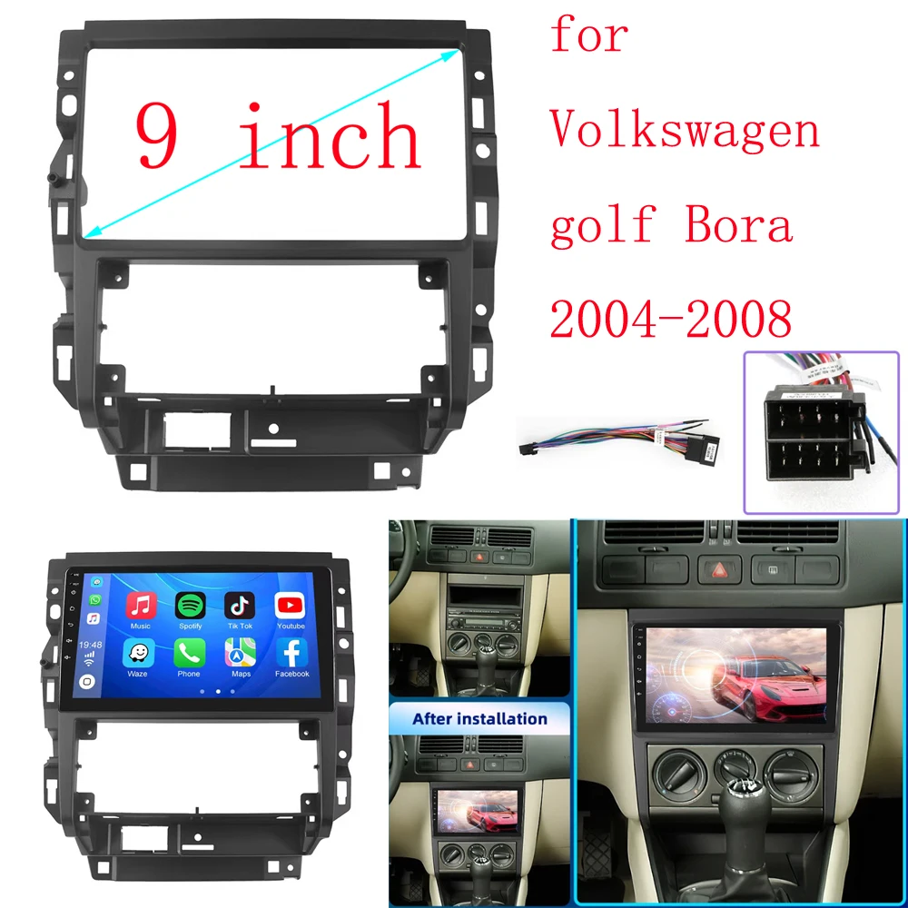 9-дюймовый автомобильный радиоприемник для Volkswagen Golf Bora MK4 2004-2008 DVD стерео рамка