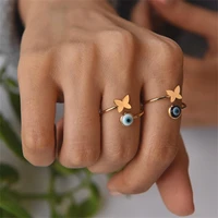 fashion turkey round eye ring classical adjustable butterfly evil eye open ring for women engagement bohemian jewelry party gift