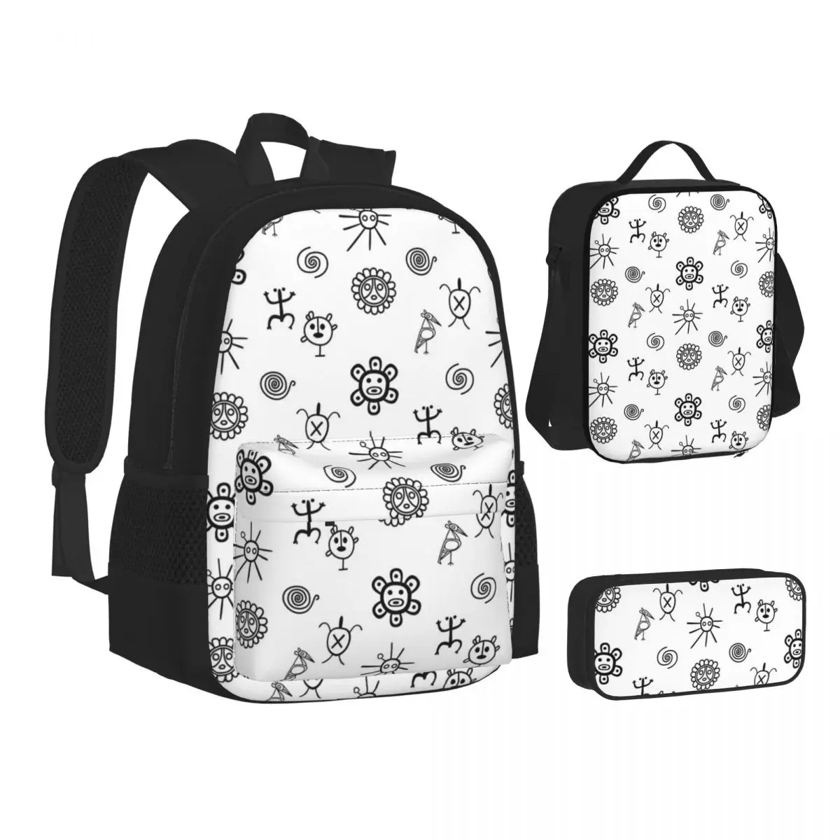 

Набор из трех предметов: черные рюкзаки Taino с символами Пуэрто-Рико, детские школьные сумки