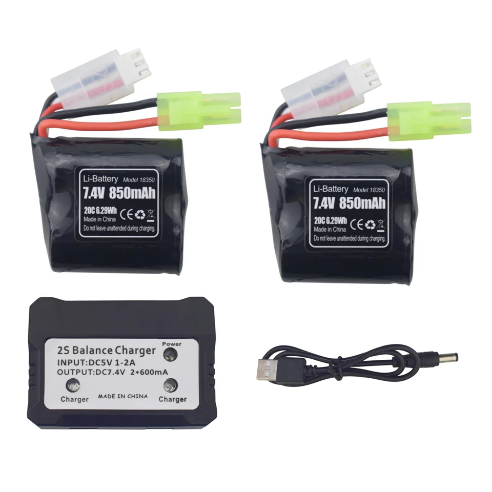 

2S 7.4V 850mAh 20C Lipo Battery USB Charger Line for H102 High Speed RC H106 H110 H112 Waterproof Speedboat Boat Accessories