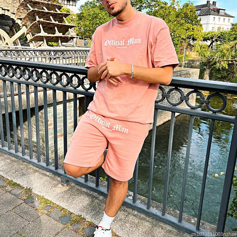 2023 New Summer Leisure Trend Youth T-shirt Short Sleeve Shorts Fashion Set Street Men's Clothing  Suits for Men