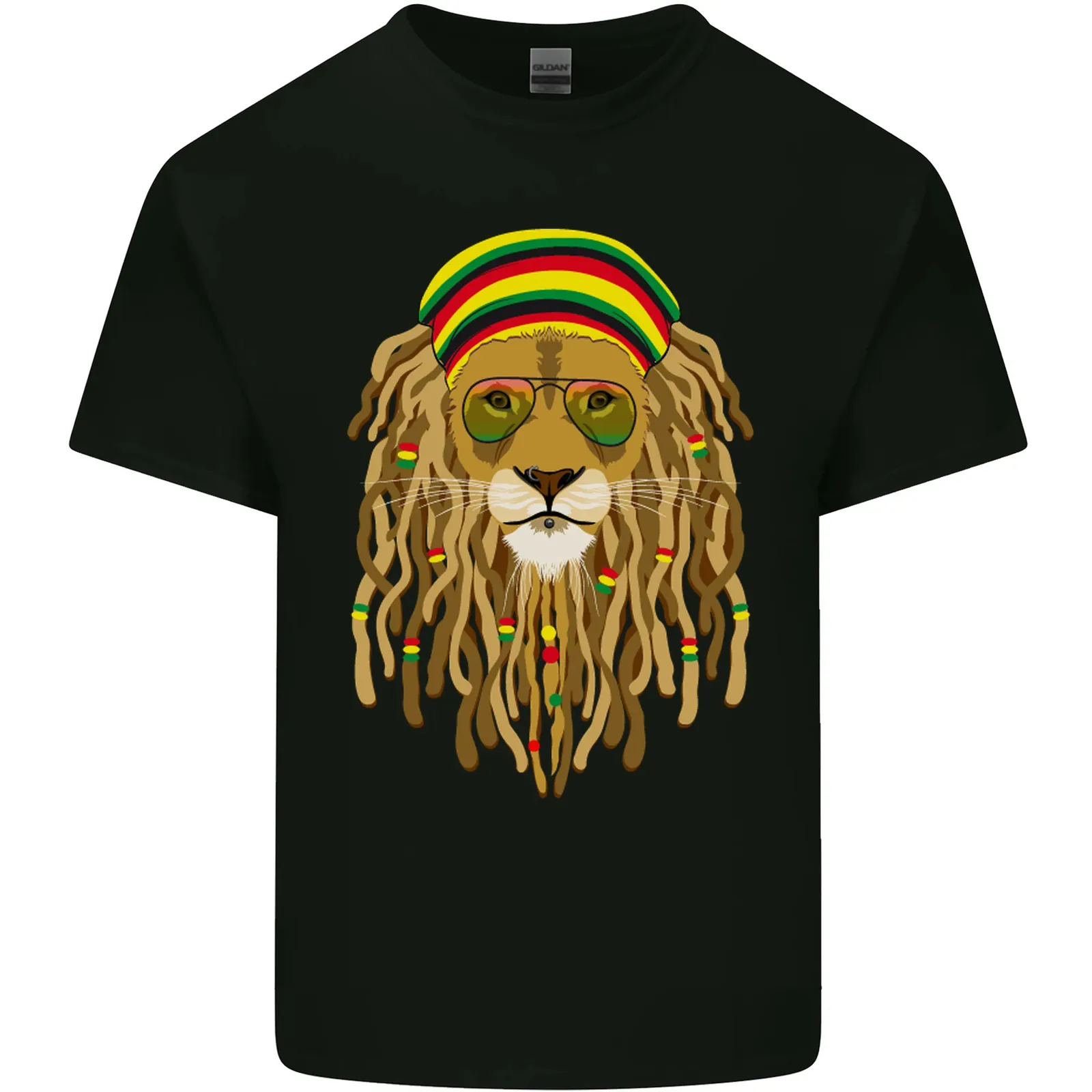 Мужская хлопковая футболка Dreadlock Rasta Lion Jamaica Jamaican