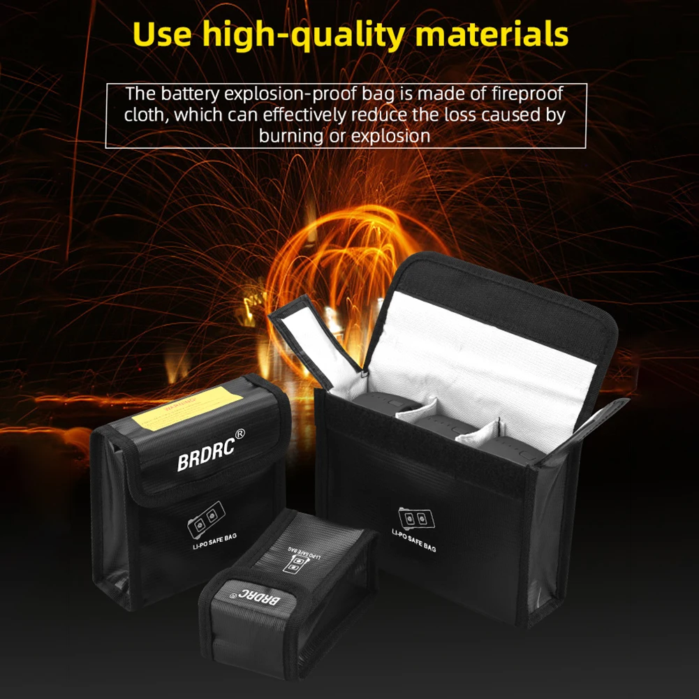 

Storage Bag For DJI Mavic 3 Batteries Lipo Battery Cover Shockproof Case Explosion-proof Safe Fireproof Guard Protection Black